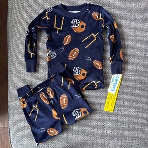 Super Soft Carter’s Navy Blue Football Print Kids Pajamas – 18M (NWT)